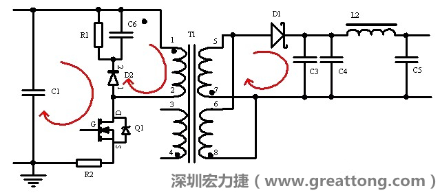 元件布局的時(shí)候，要優(yōu)先考慮高頻脈沖電流和大電流的環(huán)路面積，盡可能地減小,以抑制開關(guān)電源的輻射干擾
